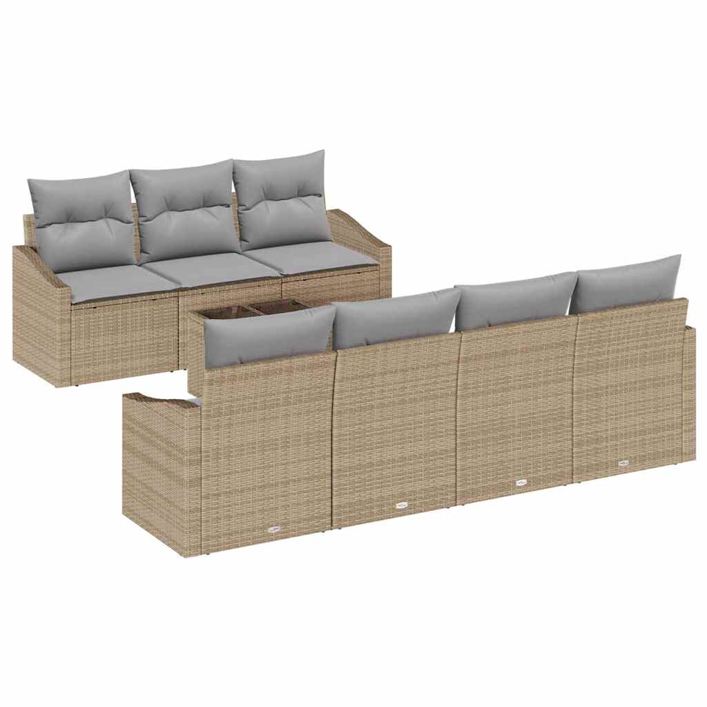 Garten-Sofa-Set mit Kissen 8 pcs Beige und Grau 55 x 55 x 37 cm